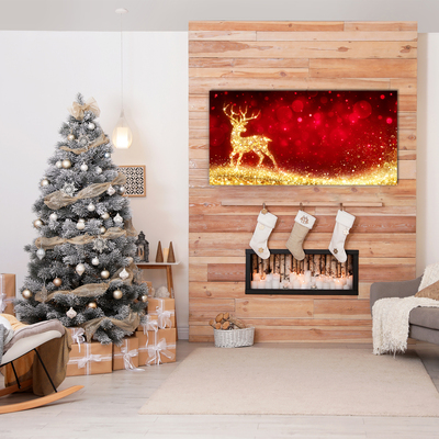 Quadro vetro Renna dorata Decorazione di Natale