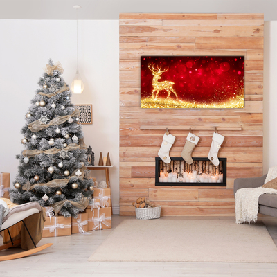 Quadro vetro Renna dorata Decorazione di Natale