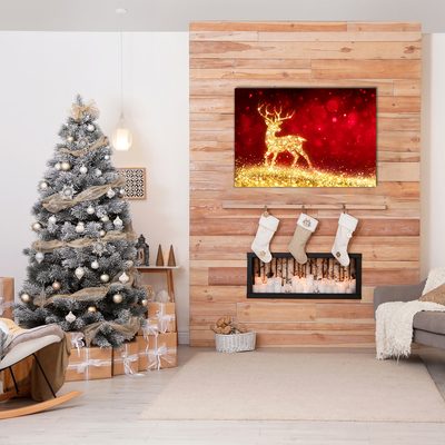 Quadro vetro Renna dorata Decorazione di Natale