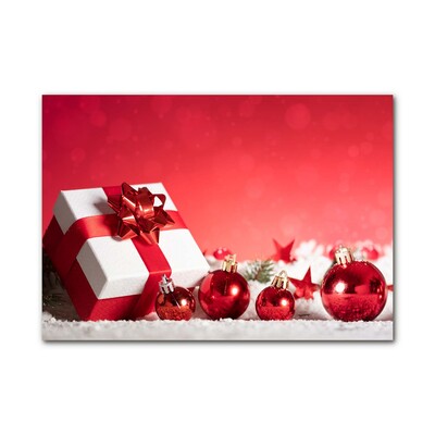 Quadro in vetro Regalo di Natale Palle di Natale Neve