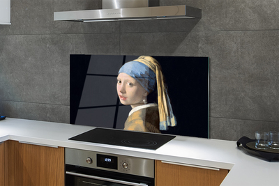 Pannello paraschizzi cucina La ragazza con l'orecchino di perla di Johannes Vermeer