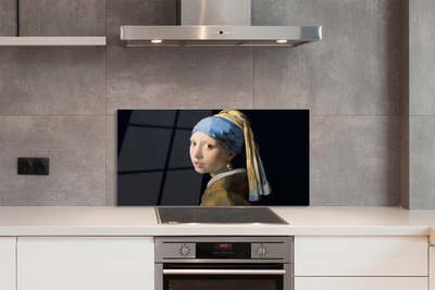 Pannello paraschizzi cucina La ragazza con l'orecchino di perla di Johannes Vermeer