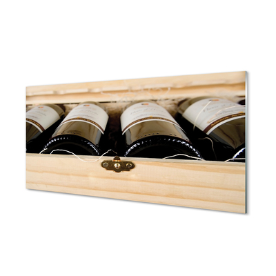 Pannello paraschizzi cucina Bottiglie di vino in una scatola