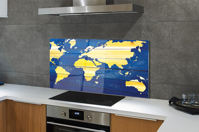 Rivestimento parete cucina Mappa su tavole blu