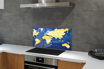 Rivestimento parete cucina Mappa su tavole blu