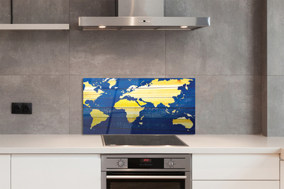 Rivestimento parete cucina Mappa su tavole blu