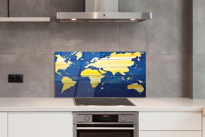 Rivestimento parete cucina Mappa su tavole blu