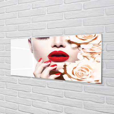 Rivestimento parete cucina Labbra rosse della donna delle rose
