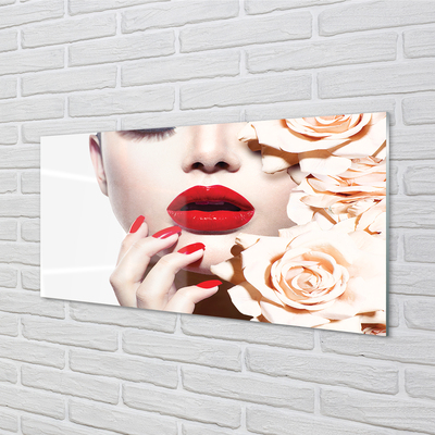 Rivestimento parete cucina Labbra rosse della donna delle rose