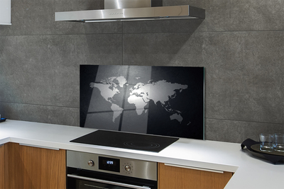 Pannello paraschizzi cucina Mappa bianca su sfondo nero