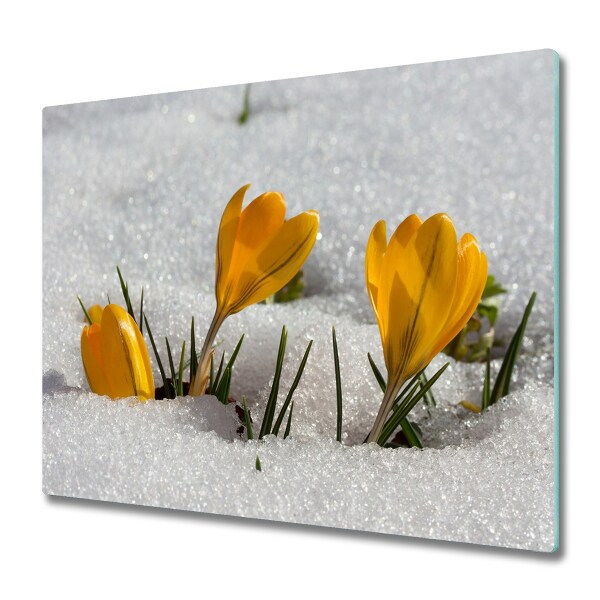 Tagliere in vetro Crocus nella neve