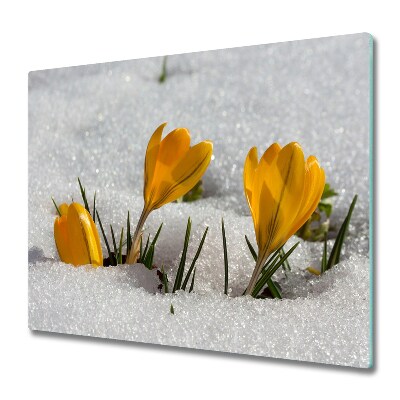 Tagliere in vetro Crocus nella neve