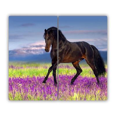 Tagliere in vetro temperato Cavallo nel campo della lavanda