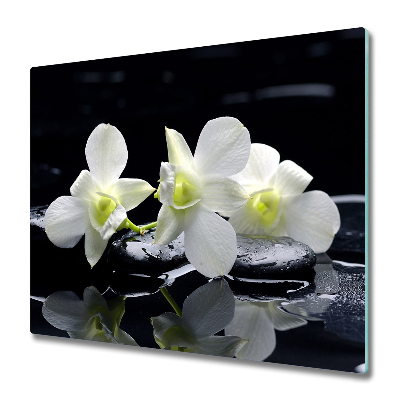 Tagliere in vetro Fiore di orchidea bianca