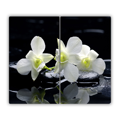 Tagliere in vetro Fiore di orchidea bianca