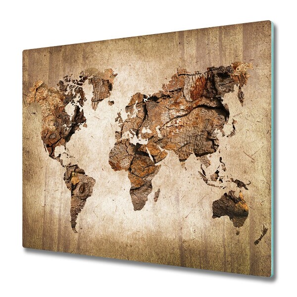 Tagliere in vetro World Map Wood