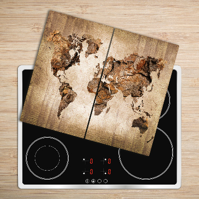 Tagliere in vetro World Map Wood