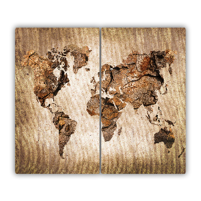 Tagliere in vetro World Map Wood