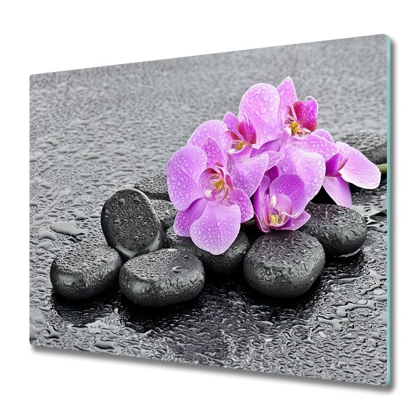 Tagliere in vetro Orchidee pietre