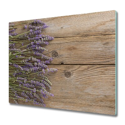 Tagliere in vetro Lavanda sul legno