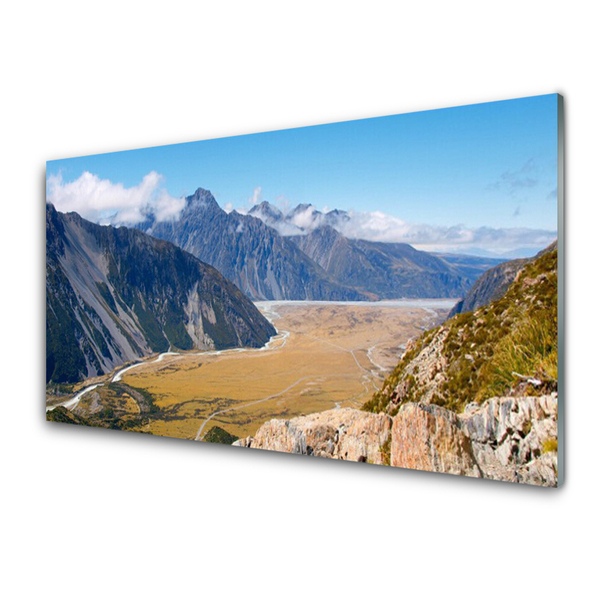 Quadro acrilico Montagne, paesaggio della valle