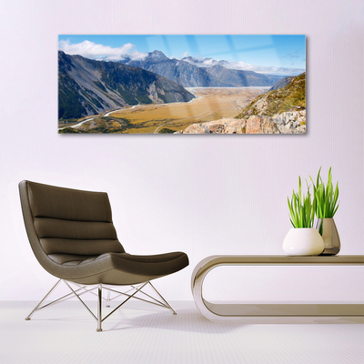 Quadro acrilico Montagne, paesaggio della valle