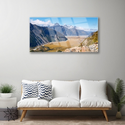 Quadro acrilico Montagne, paesaggio della valle