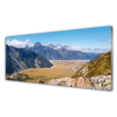 Quadro acrilico Montagne, paesaggio della valle