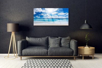 Quadro acrilico Paesaggio delle nuvole della spiaggia del mare