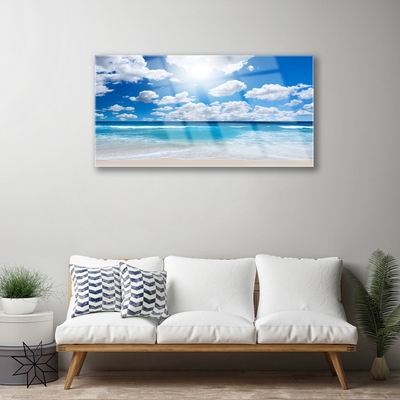 Quadro acrilico Paesaggio delle nuvole della spiaggia del mare