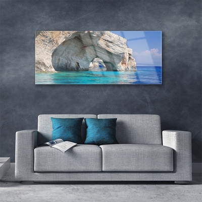 Quadro vetro acrilico Paesaggio dell'acqua del lago di mare