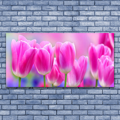 Quadro su vetro acrilico Tulipani Sul Muro