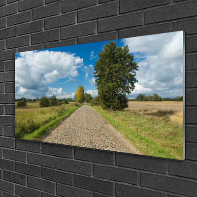 Quadro acrilico Paesaggio della pavimentazione stradale del villaggio