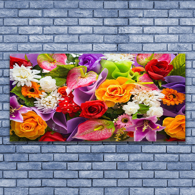 Quadro vetro acrilico Fiori Sul Muro