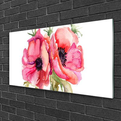 Quadro su vetro acrilico Fiori ad acquerello