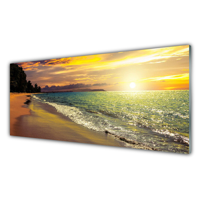 Quadro acrilico Sole spiaggia mare paesaggio