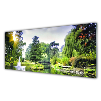Quadro acrilico Foresta. Cascata. Sole. Natura