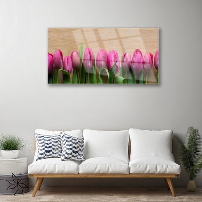 Quadro su vetro acrilico Fiori Sul Muro