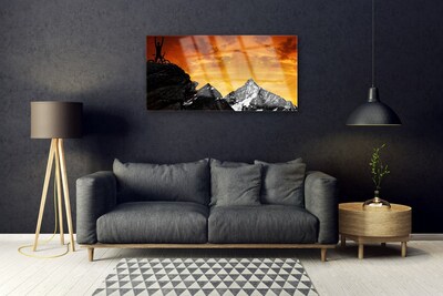 Quadro su vetro acrilico Paesaggio di montagne