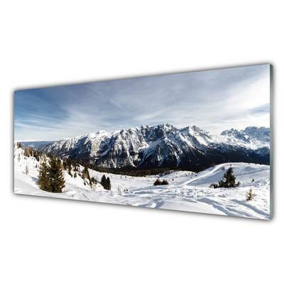 Quadro vetro acrilico Paesaggio di montagne