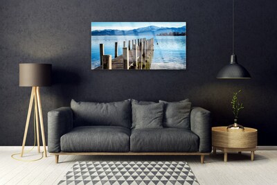 Quadro in vetro acrilico Architettura delle montagne del mare del ponte