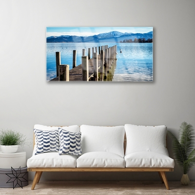 Quadro in vetro acrilico Architettura delle montagne del mare del ponte