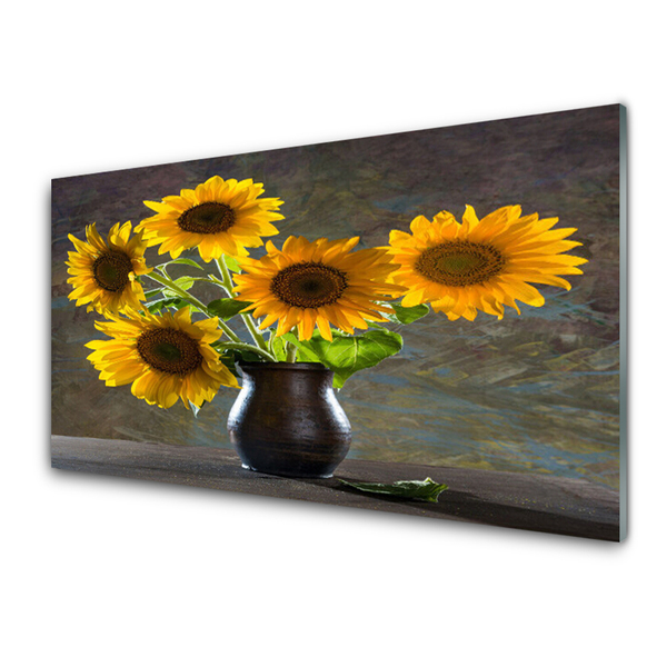 Quadro vetro acrilico Pianta del vaso di girasole