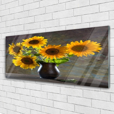 Quadro vetro acrilico Pianta del vaso di girasole