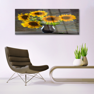 Quadro vetro acrilico Pianta del vaso di girasole