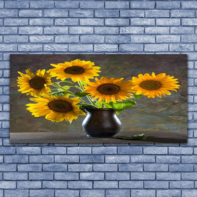 Quadro vetro acrilico Pianta del vaso di girasole