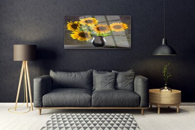 Quadro vetro acrilico Pianta del vaso di girasole