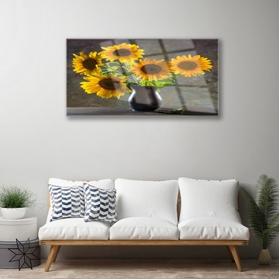 Quadro vetro acrilico Pianta del vaso di girasole