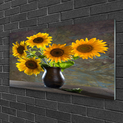 Quadro vetro acrilico Pianta del vaso di girasole