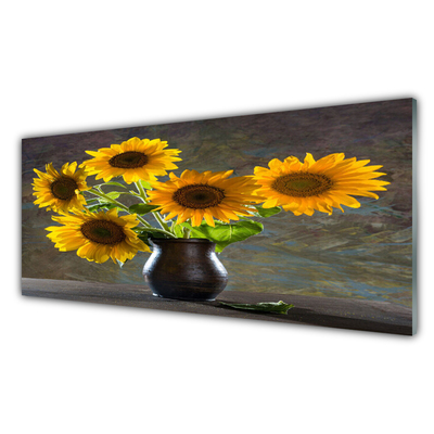 Quadro vetro acrilico Pianta del vaso di girasole